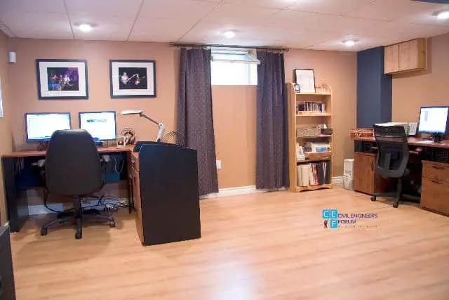 office space in a renovated basement