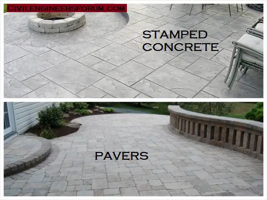 stamped concrete vs paver